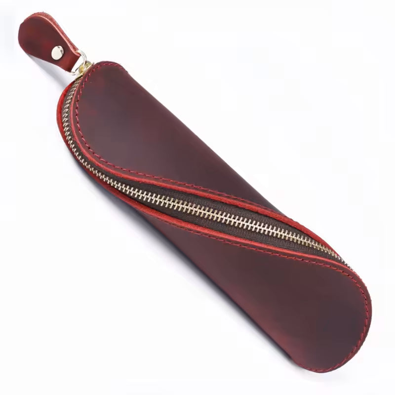 Red Leather Zip Case