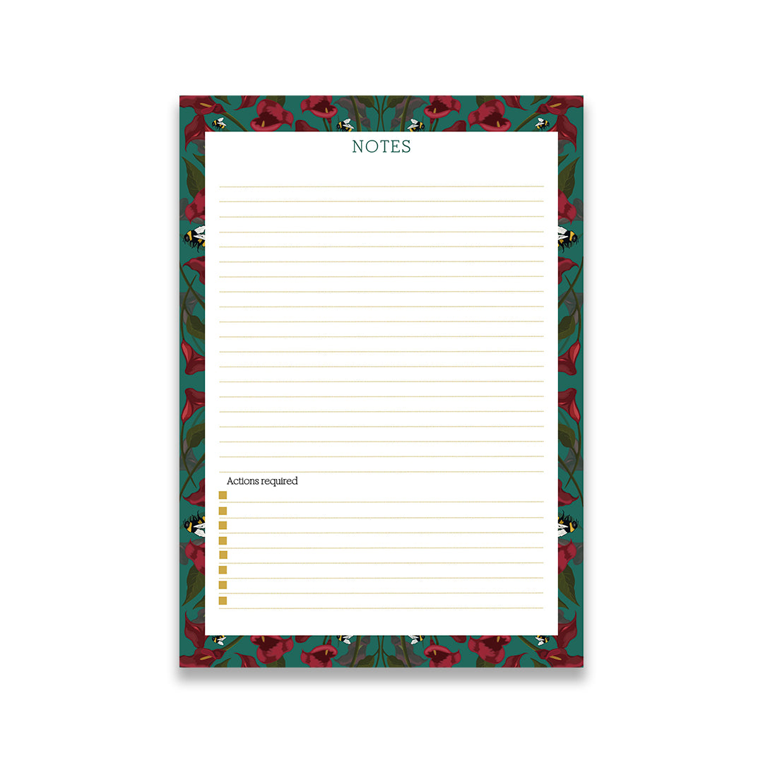 Jade Calla Lillies Small Desk Notepad