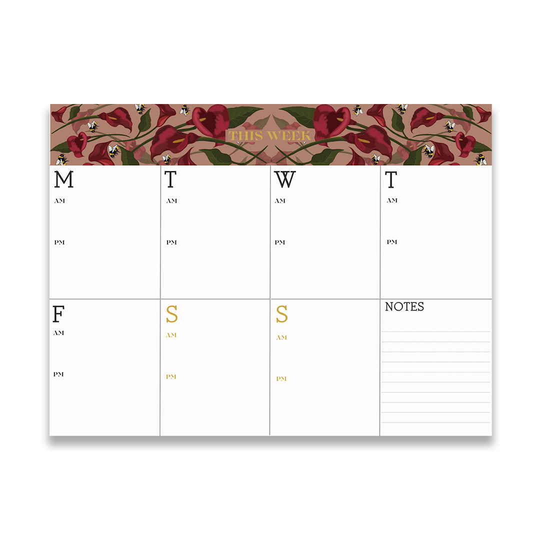 Mauve Calla Lillies Hard Top Weekly planner
