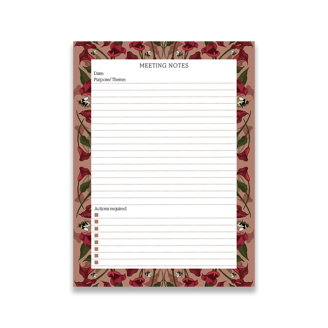 Mauve Calla Lillies Meeting Notepad