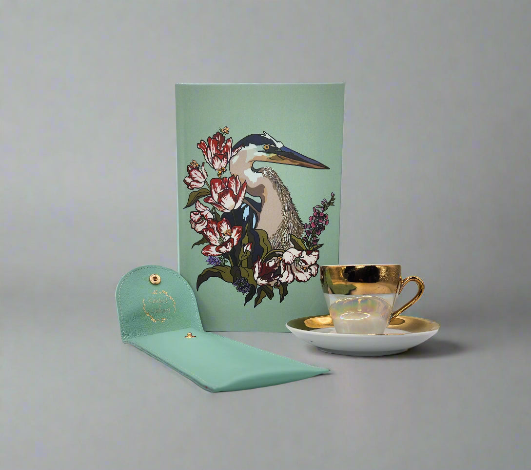 Hardback Mint Heron Notebook