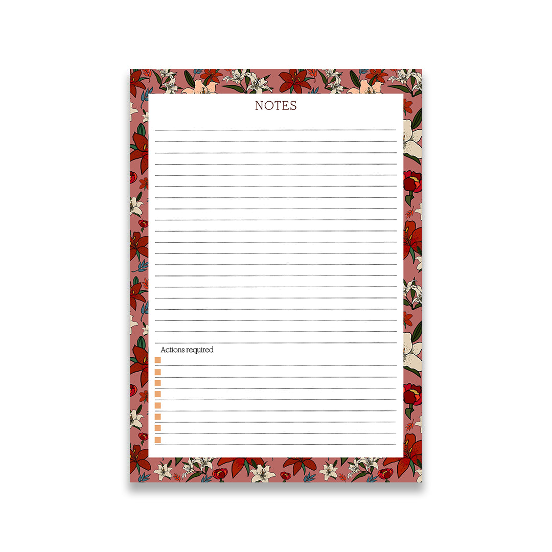 Pink Lillies Small Desk Notepad