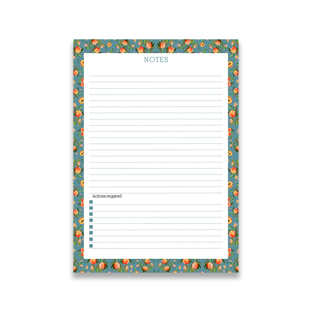 Vintage Blue Peaches Small Desk Notepad