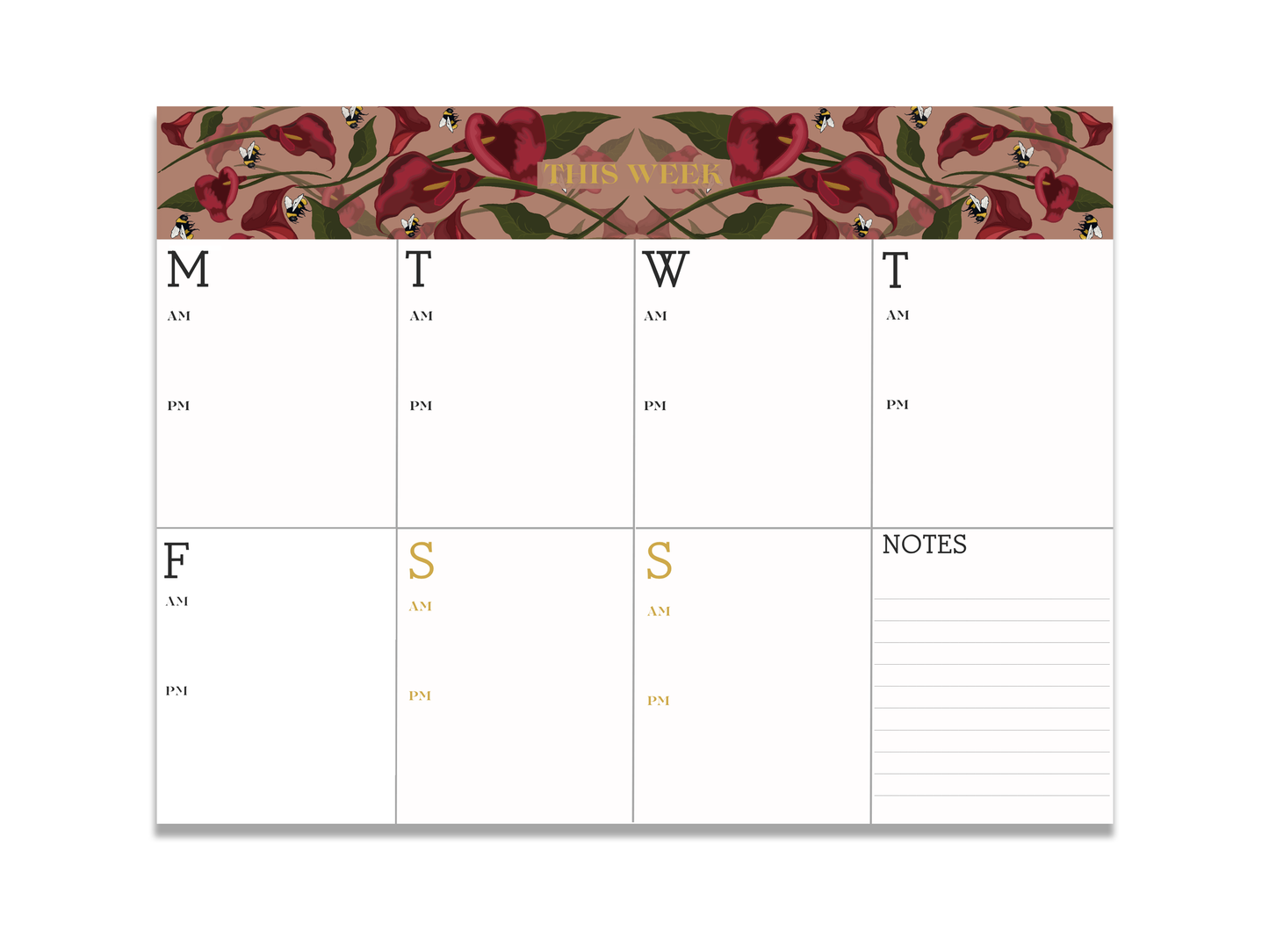 Mauve Calla Lillies Minimalist Planner