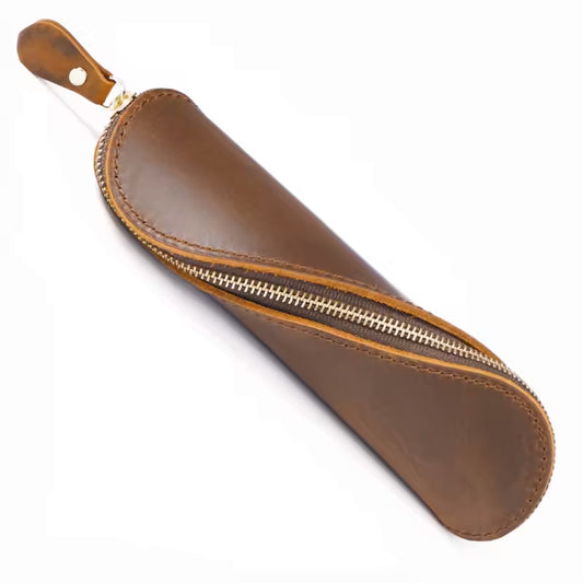 Brown Leather Zip Case