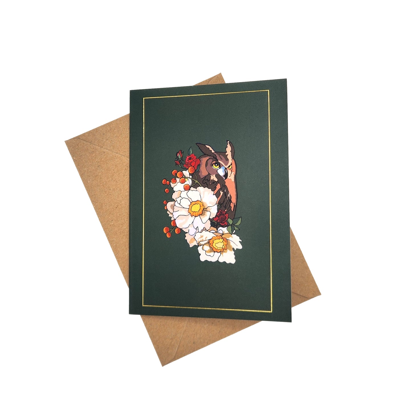 Green Owl Greeting Card