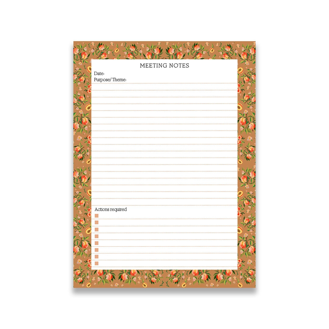 Tan Peaches Meeting Notepad