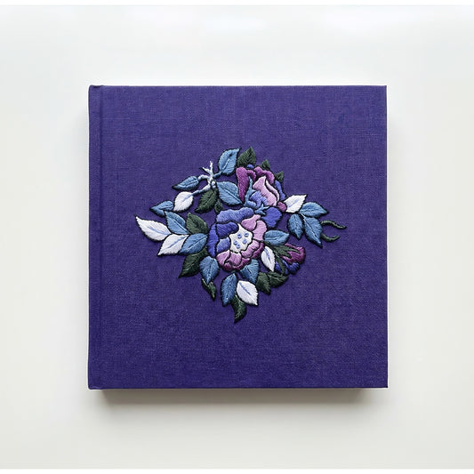 Square Embroidered Notebook - The Garden in Blue