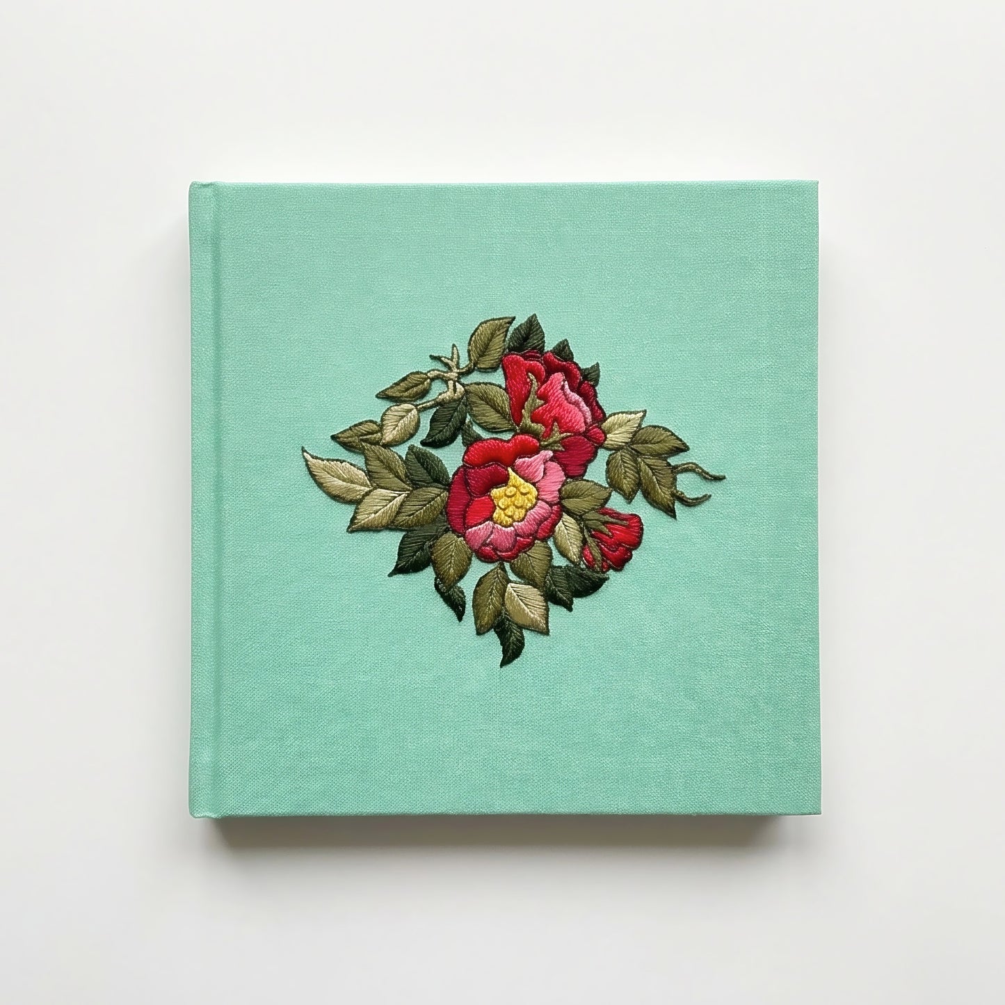Square Embroidered Notebook - The Garden in Mint