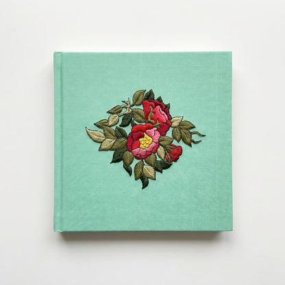 Square Embroidered Notebook - The Garden in Mint
