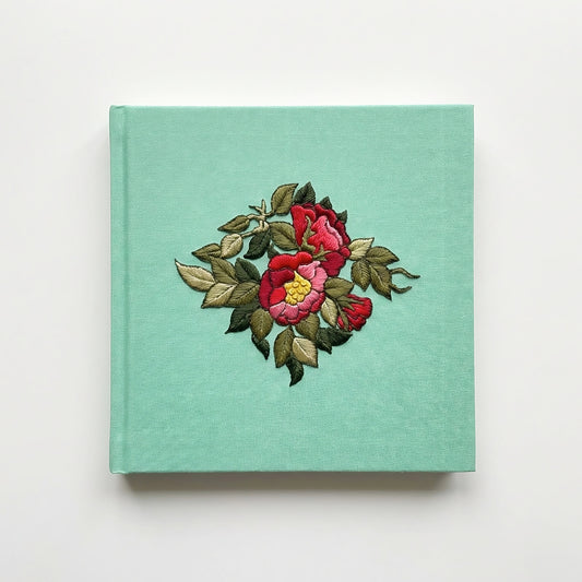 Square Embroidered Notebook - The Garden in Mint
