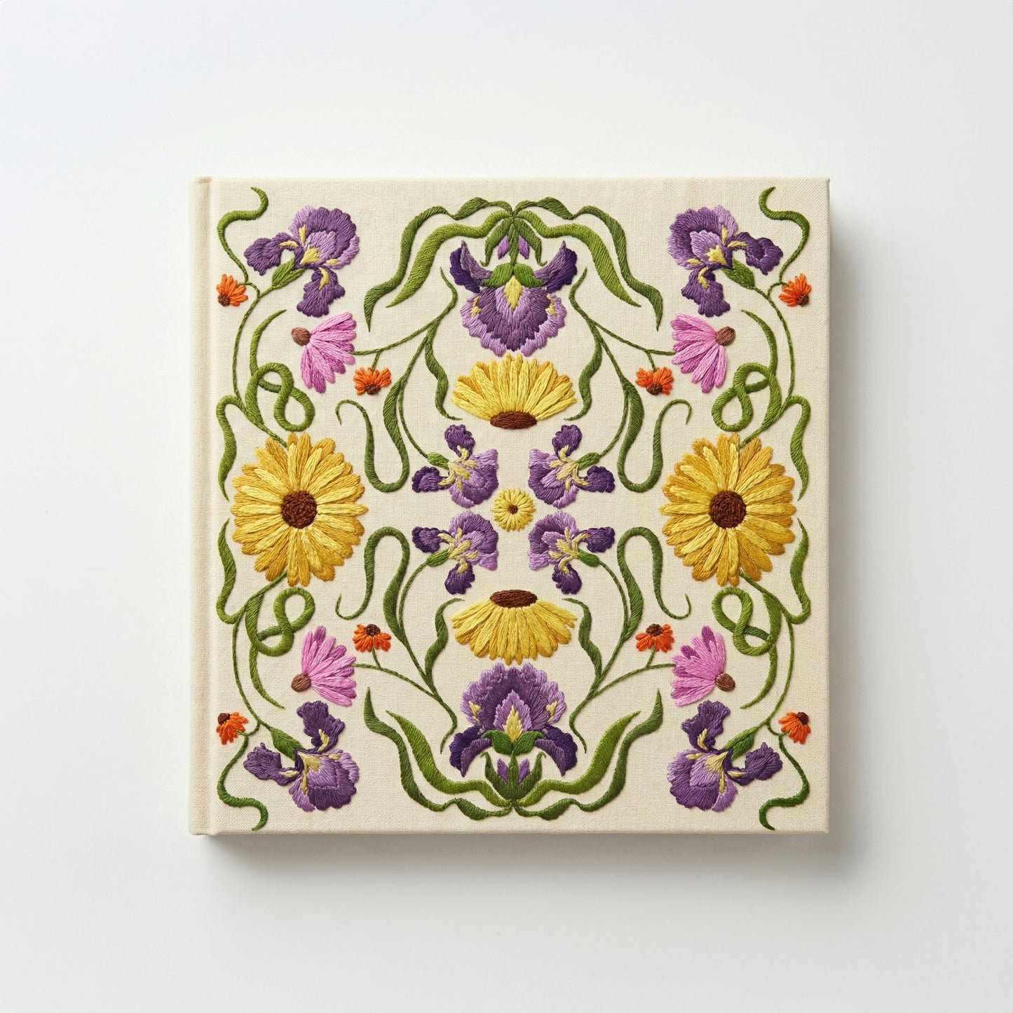 Square Embroidered Notebook - Cream Palace Floral