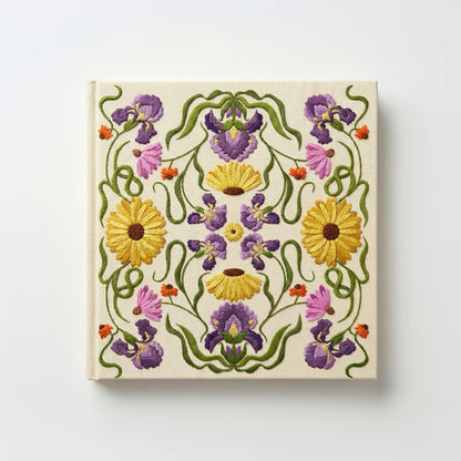 Square Embroidered Notebook - Cream Palace Floral