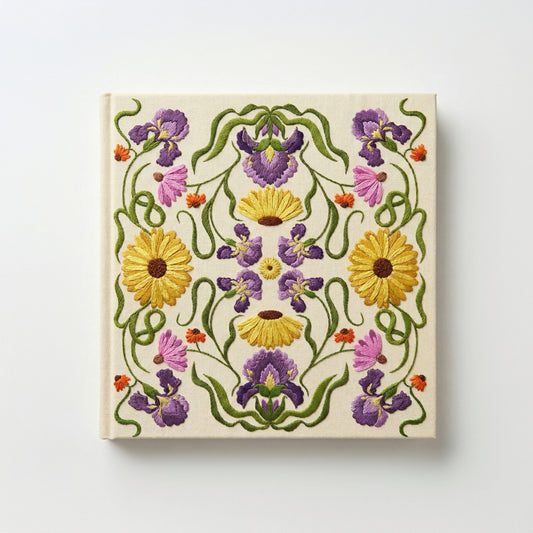 Square Embroidered Notebook - Cream Palace Floral