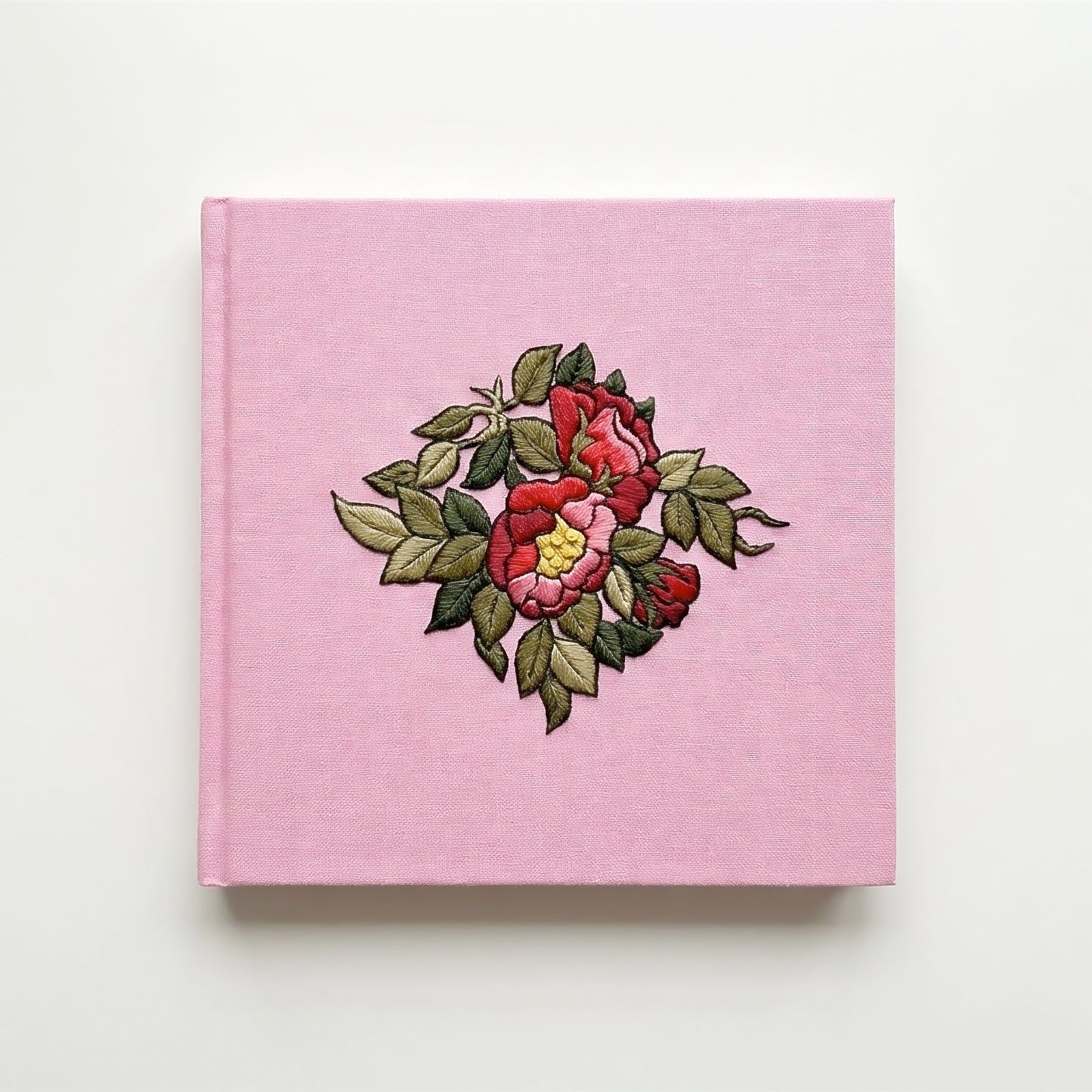 Square Embroidered Notebook - The Garden in Pink