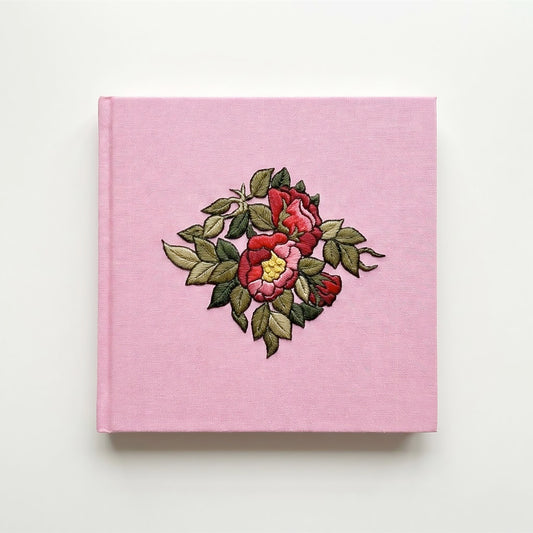 Square Embroidered Notebook - The Garden in Pink