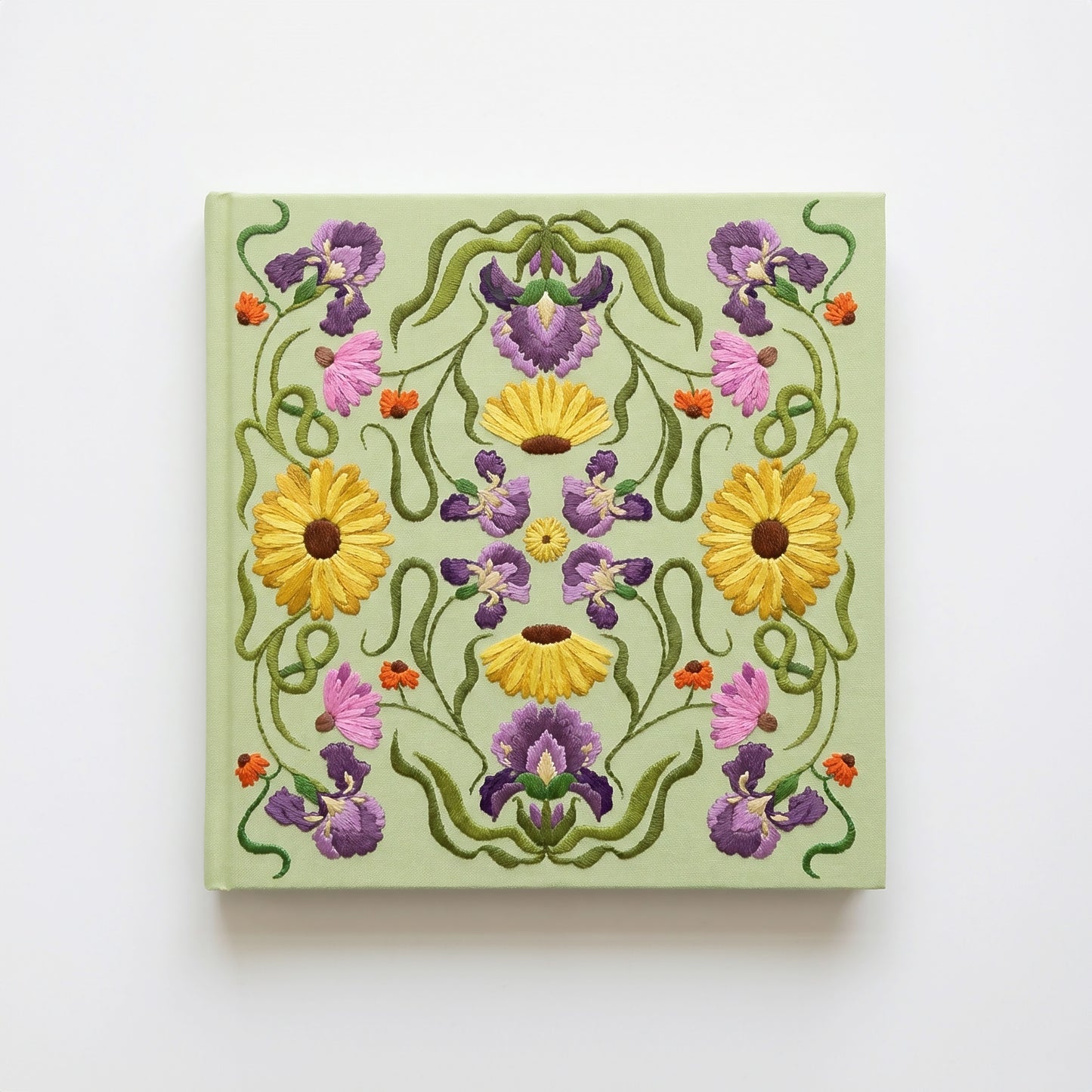 Square Embroidered Notebook - Green Palace Floral
