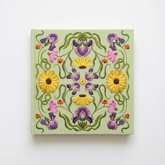 Square Embroidered Notebook - Green Palace Floral