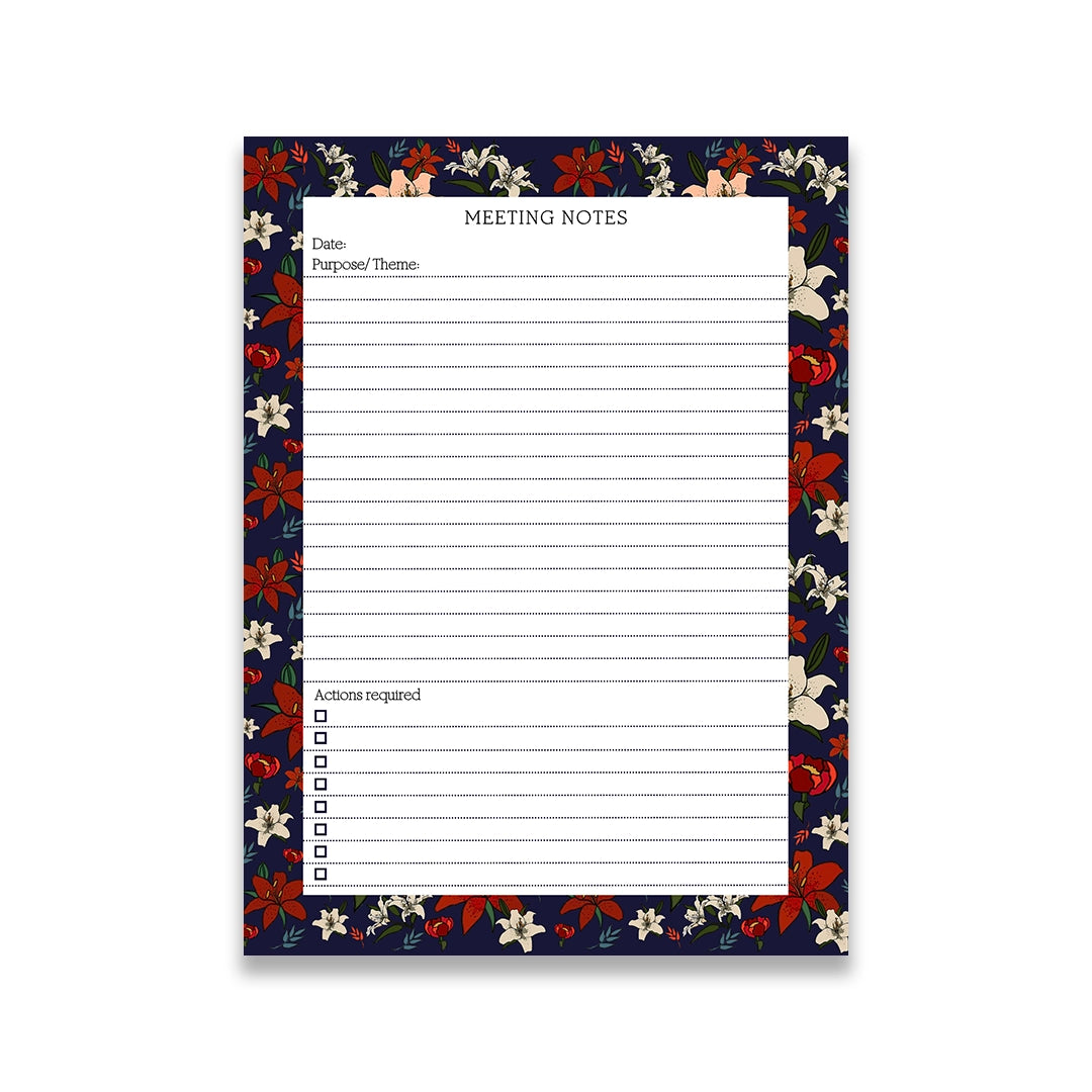 Evergreen Lillies Meeting Notepad