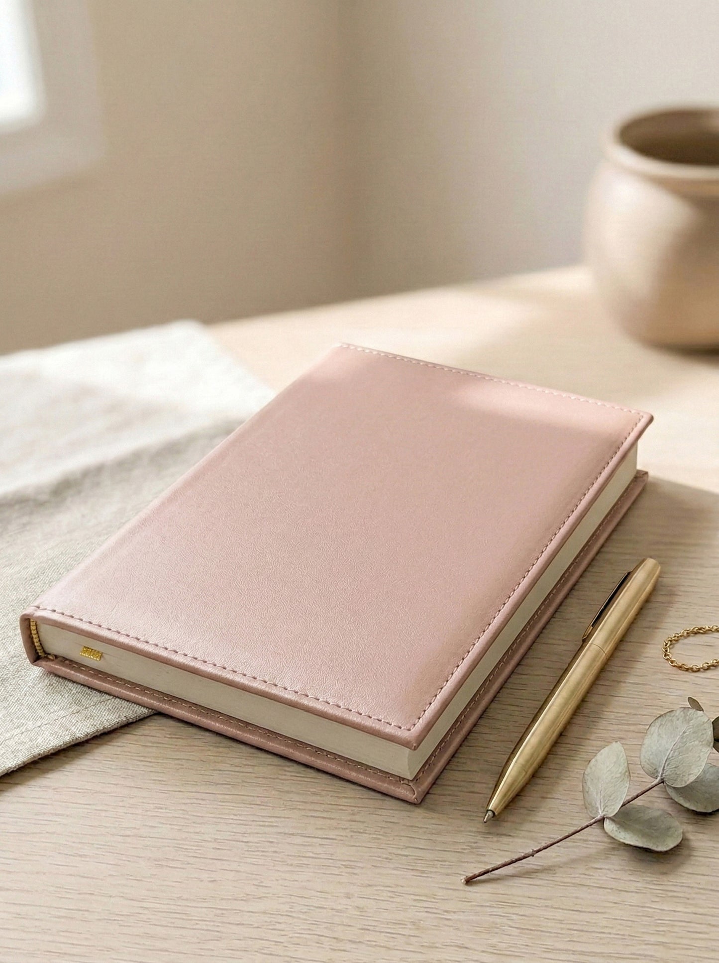Pearlised Pink Leather Notebook