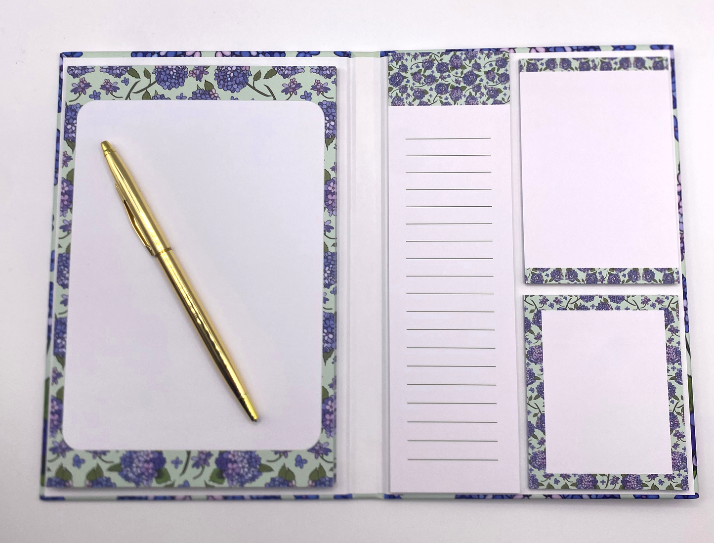 Hardback Sticky Notes Books - Mint Hydrangeas
