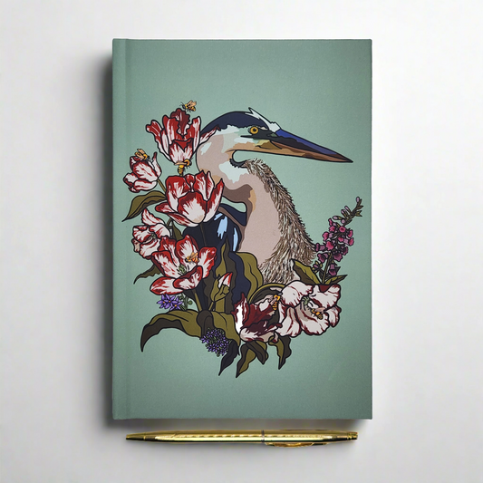 Hardback Mint Heron Notebook