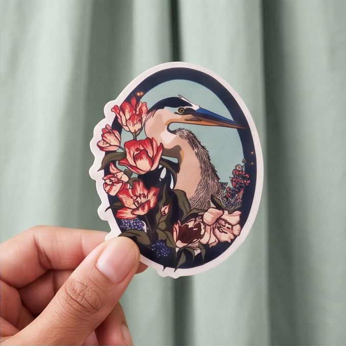 Heron bird sticker
