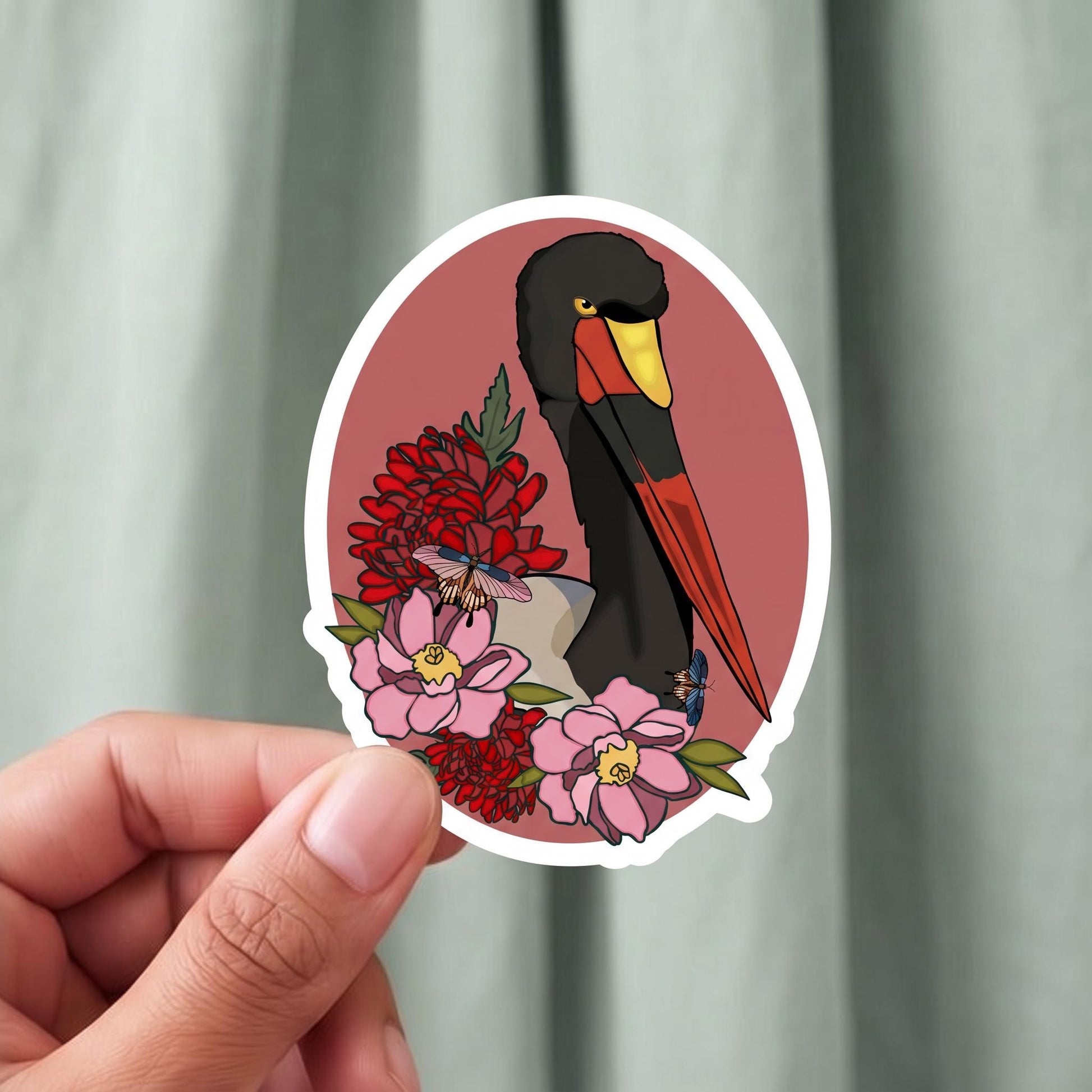 Saddle Bill Stork bird sticker