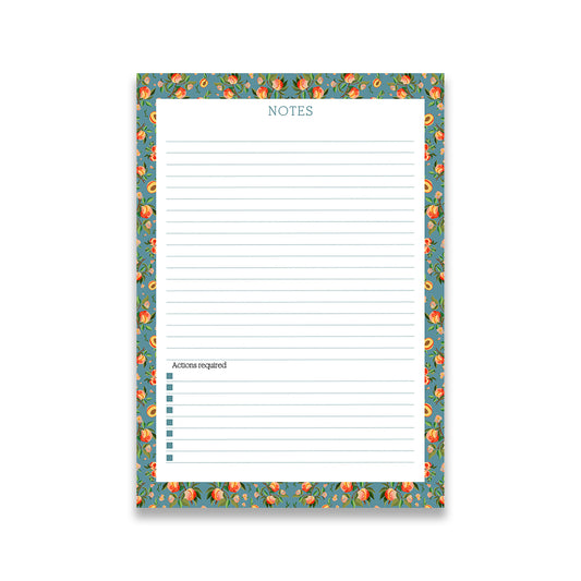Vintage Blue Peaches Small Desk Notepad