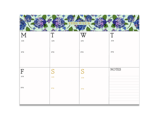 Mint Hydrangeas Hardback Weekly Planner
