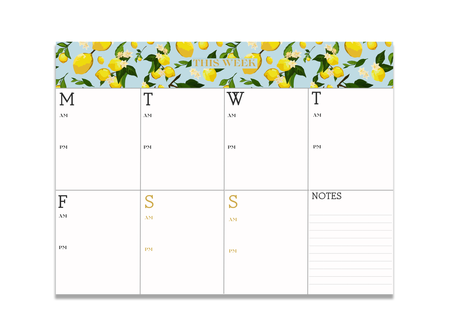 Mint Lemons Floral Minimalist Planner