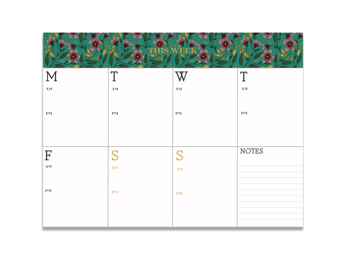 Jade Summer Floral Minimalist Planner
