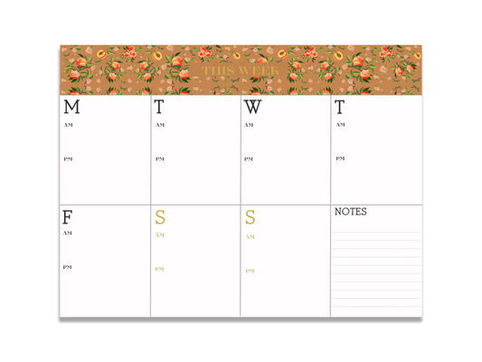 Tan Peaches Hardback Weekly Planner