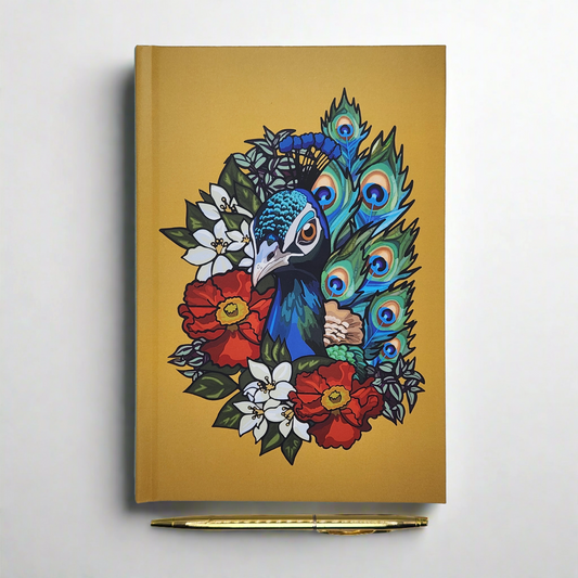 Hardback Yellow Peacock Notebook